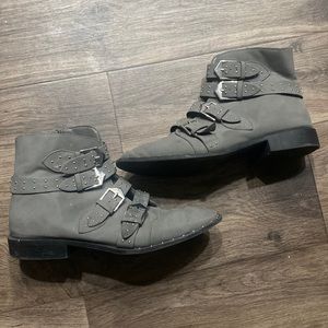 Studded grey ankle boots